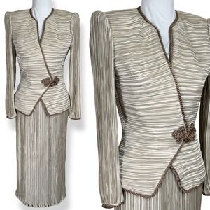 Vintage Talbots Pleated Maxi Skirt Suit Set Size 4 2‎ 0 Tailored Formal Wedding